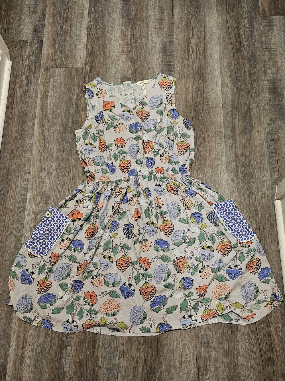 Matilda Jane Floral Cotton Dress in Blue, Orange, Green